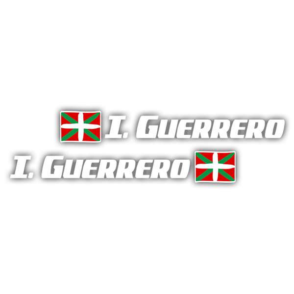 Car & Motorbike Stickers: 2 Flags Basque Country + Name sport white
