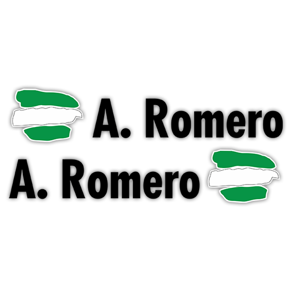 Car & Motorbike Stickers: 2 Flags Andalusia + Name in black