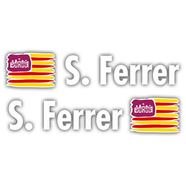 Car & Motorbike Stickers: 2X Flags Balearic Islands + Name in white