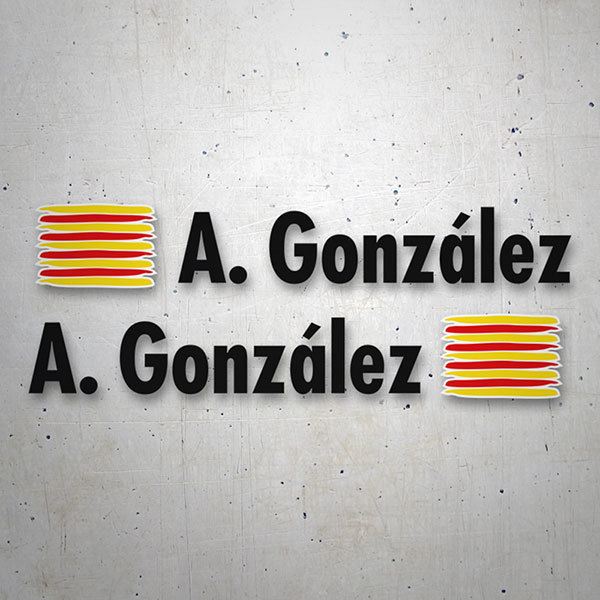 Car & Motorbike Stickers: 2X Flags Catalonia + Name in black