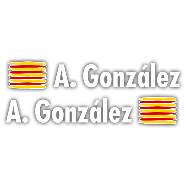 Car & Motorbike Stickers: 2 Flags Catalonia + Name in white