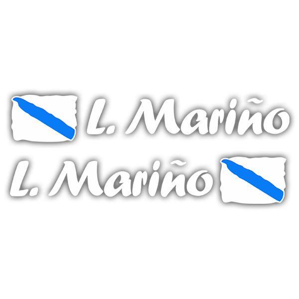 Car & Motorbike Stickers: 2 Flags Galicia + Name calligraphic white