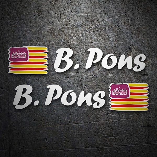 Car & Motorbike Stickers: 2X Flags Balearic Islands + Name calligraphic whit