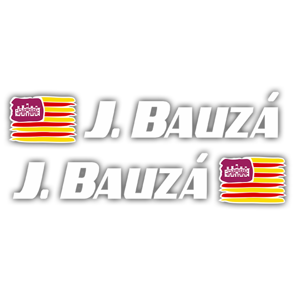 Car & Motorbike Stickers: 2 Flags Balearic Islands + Name sport white