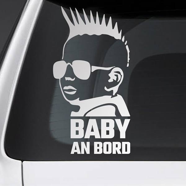 Car & Motorbike Stickers: Baby on board punky in German