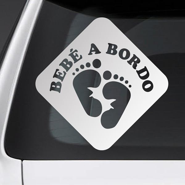 Car & Motorbike Stickers: Baby on board footprints Spanish