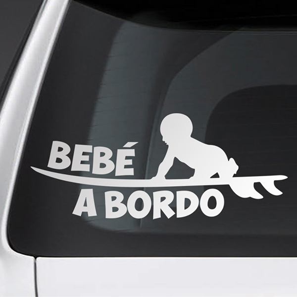 Car & Motorbike Stickers: Baby on board surf Spanish