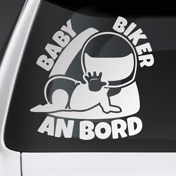 Wall sticker Baby on board biker - German