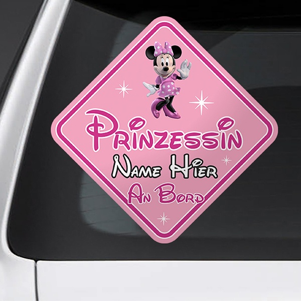 Car & Motorbike Stickers: Princess on Board Personalised in German