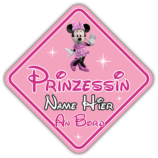 Car & Motorbike Stickers: Princess on Board Personalised in German