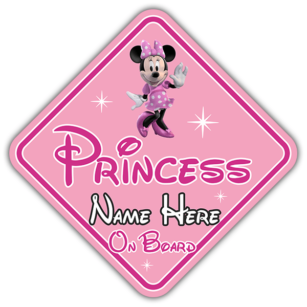 Car & Motorbike Stickers: Princess on board personalized - english
