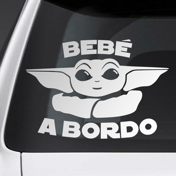 Car & Motorbike Stickers: Baby Yoda on board - spanish
