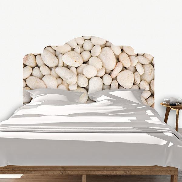 Wall Stickers: Bed Headboard White stones