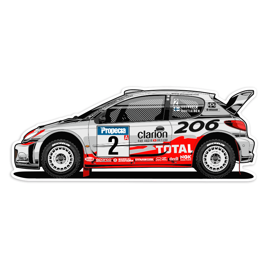 Car & Motorbike Stickers: Peugeot 206 WRC