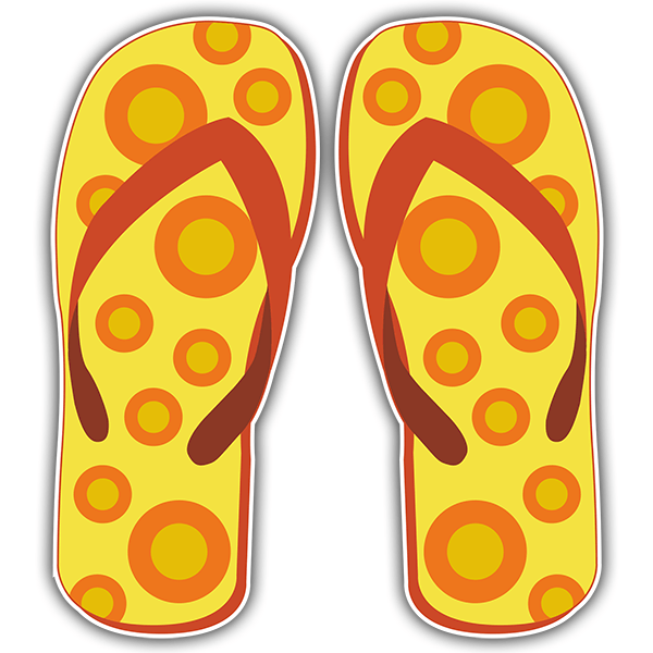 Car & Motorbike Stickers: Yellow slippers with orange polka dots