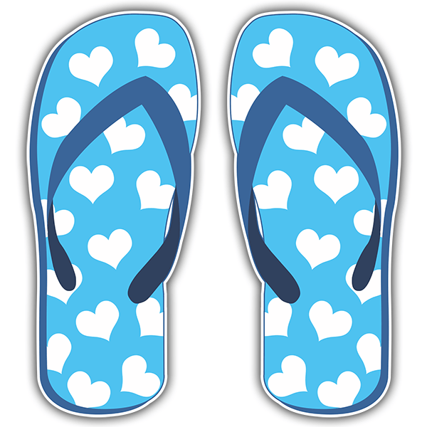 Car & Motorbike Stickers: Blue flip flops with hearts