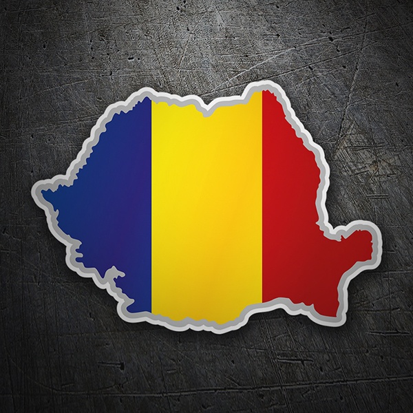 Car & Motorbike Stickers: Flag map Romania