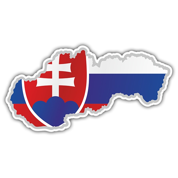Car & Motorbike Stickers: Flag map Slovakia