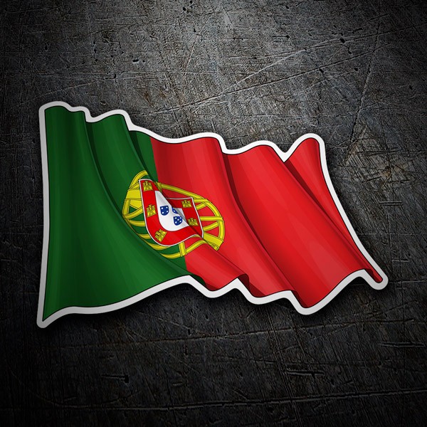 Car & Motorbike Stickers: Flag of Portugal waving
