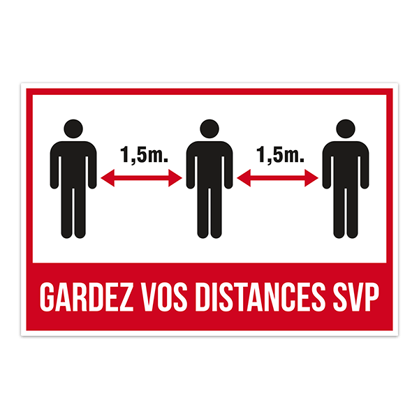 Car & Motorbike Stickers: Covid19 protection keep the distance in french