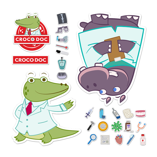 Stickers for Kids: Croco Doc and Hippo Crat Set