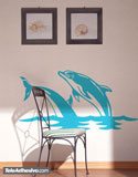Wall Stickers: Couple of dolphins jump in the sea 2