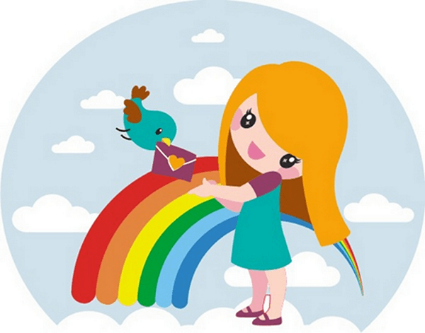 Stickers for Kids: Rainbow Girl