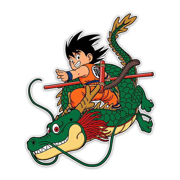 Stickers for Kids: Dragon Ball Son Goku with the Shen Long Dragon