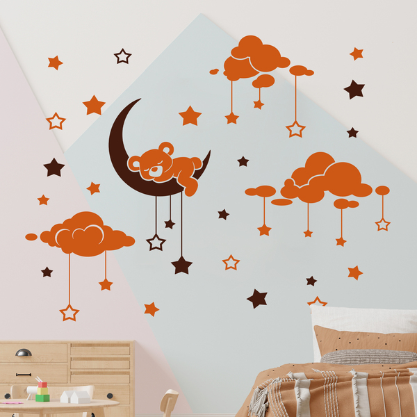 Stickers for Kids: Sleeping bear and starry sky