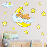 Stickers for Kids: Bear in the clouds and moon yellow 5