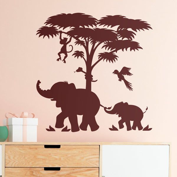 Stickers for Kids: Family of elephants in Africa