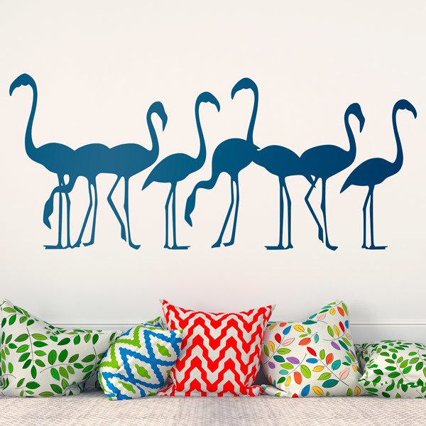 Wall Stickers: Herd of 8 flamingos