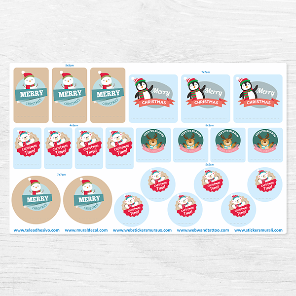 Car & Motorbike Stickers: Kit tags Christmas Animals