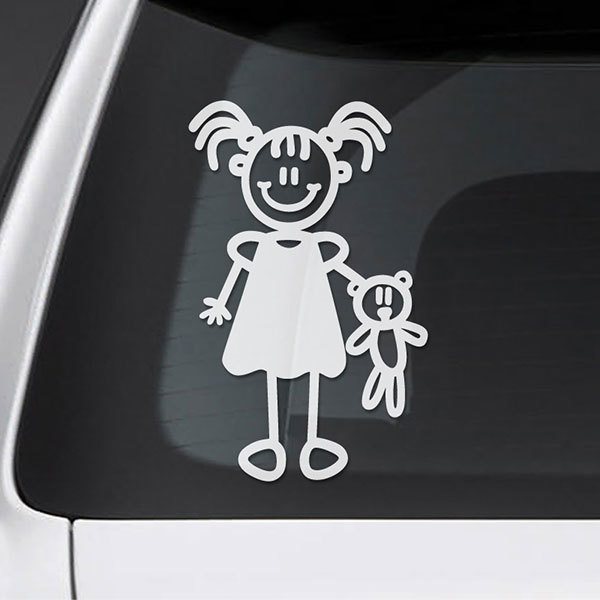 Car & Motorbike Stickers: Little girl with stuffed animal