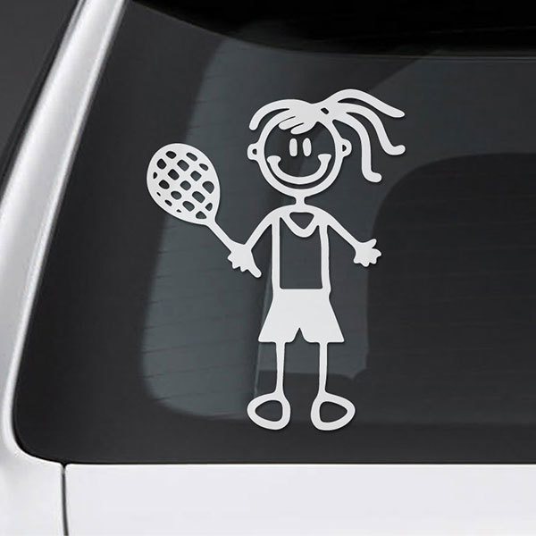 Car & Motorbike Stickers: Little girl playing tennis