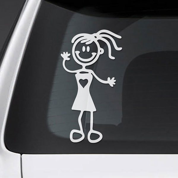 Car & Motorbike Stickers: Little girl waving