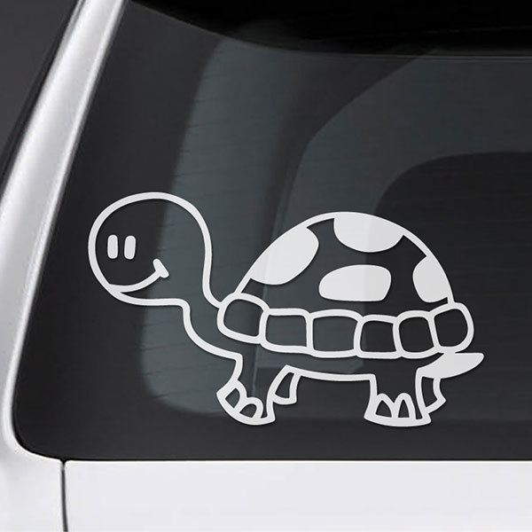 Pixel Lab Designs Turtle Waterproof Vinyl Decal Sticker - Funny 4x4, Car, Van, Window Decor (Glossy White, Custom Options)