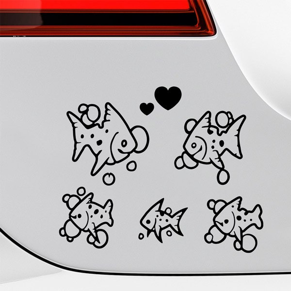 Car & Motorbike Stickers: Set 5X Happy Fish