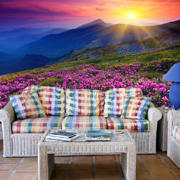 Wall Murals: Sunset in the mountains 0