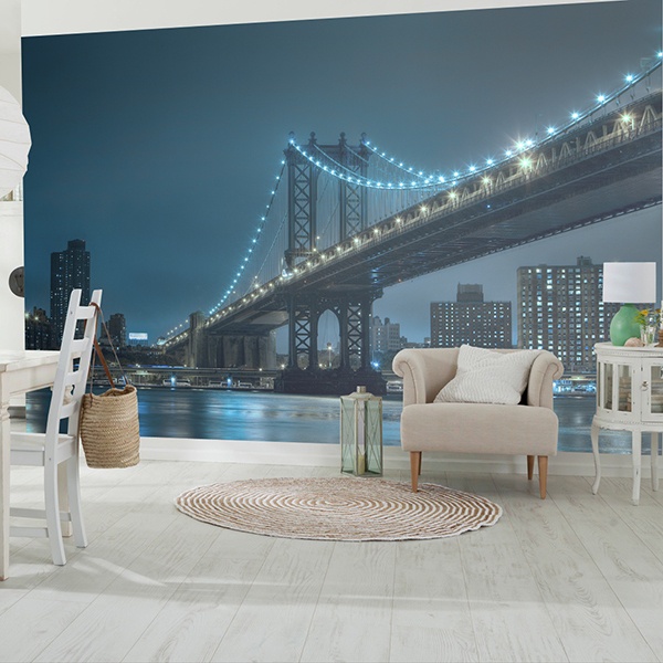Wall Murals: Brooklyn with blue lights 0