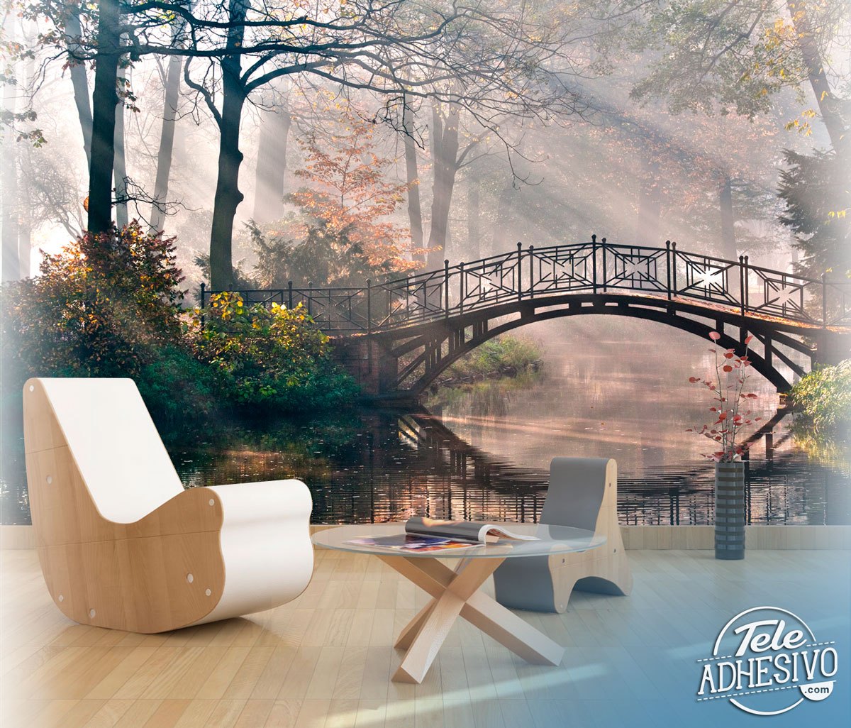 Wall Murals: Bridge in the forest