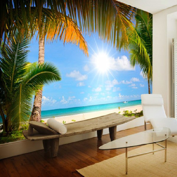 Wall Murals: Beach with palm trees 0