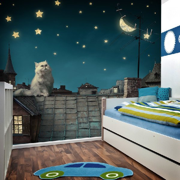 Wall Murals: Cat on the roof 0