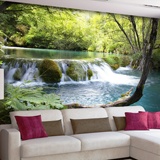 Wall Murals: Vegetation and river with waterfall 3
