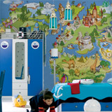 Wall Murals: Animated child world map 5