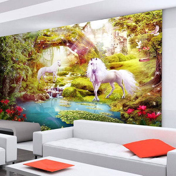 Wall Murals: Unicorns in the fantastic garden