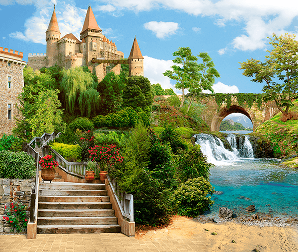 Wall Murals: Castle by the river