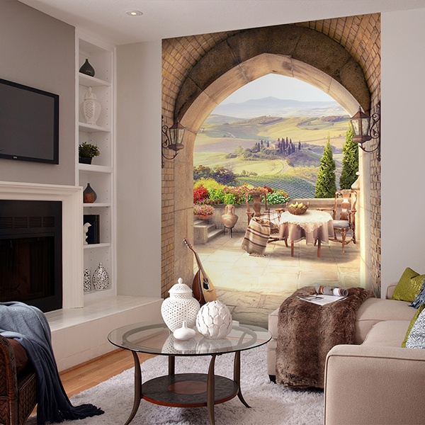 Wall Murals: Pointed arch in country house