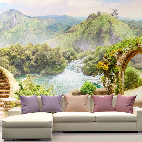 Wall mural with view to a paradise mountain 