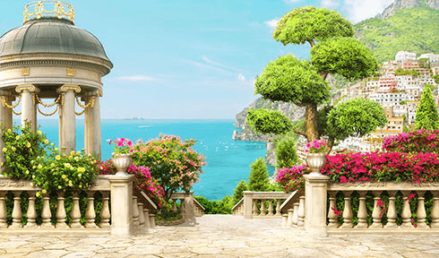 Wall Murals: Garden with sea views